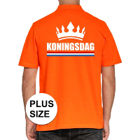 Grote maten Koningsdag poloshirt met kroon oranje voor heren