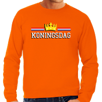 Grote maten Koningsdag sweater oranje voor heren   Koningsdag truien