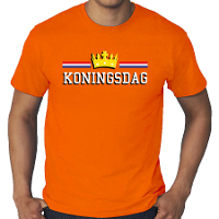 Grote maten Koningsdag t shirt oranje voor heren   Koningsdag shirts