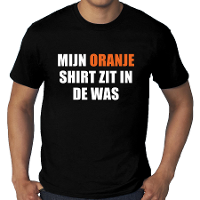 Grote maten Mijn oranje shirt zit in de was   t shirt   zwart   voor heren   Koningsdag shirts