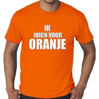 Grote maten oranje t shirt Holland / Nederland supporter ik juich voor oranje EK/ WK voor heren