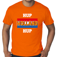 Grote maten oranje t shirt hup Holland hup Holland / Nederland supporter EK/ WK voor heren