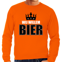 Grote maten Wij Willem bier sweater oranje voor heren   Koningsdag truien