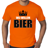 Grote maten Wij Willem bier t shirt oranje voor heren   Koningsdag shirts