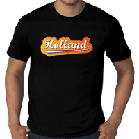 Grote maten zwart t shirt Holland / Nederland supporter Holland met Nederlandse wimpel EK/WK heren