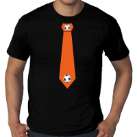 Grote maten zwart t shirt Holland / Nederland supporter oranje voetbal stropdas EK/ WK voor heren