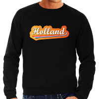 Grote maten zwarte sweater / trui Holland / Nederland supporter met Nederlandse wimpel EK/WK heren