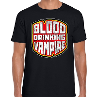 Halloween blood drinking vampire verkleed t shirt zwart heren