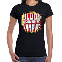 Halloween blood drinking vampire verkleed t shirt zwart voor dam
