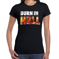 Halloween burn in hell verkleed t shirt zwart voor dames