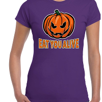 Halloween Eat you alive verkleed t shirt paars voor dames