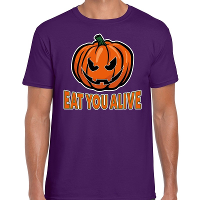 Halloween Eat you alive verkleed t shirt paars voor heren