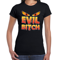 Halloween Evil Bitch verkleed t shirt zwart voor dames