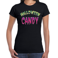 Halloween   Halloween candy snoepje verkleed t shirt zwart voor dames