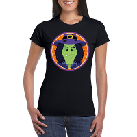 Halloween heks t shirt zwart dames