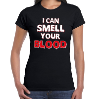 Halloween I can smell your blood verkleed t shirt zwart dames