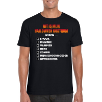 Halloween kostuum   wie ben ik lijstje   t shirt   zwart   voor heren   kleding