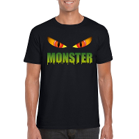 Halloween monster ogen t shirt zwart heren
