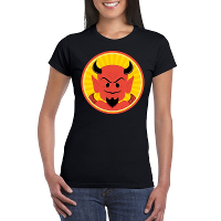 Halloween rode duivel t shirt zwart dames
