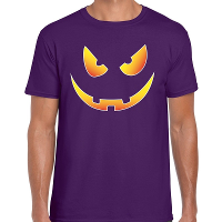 Halloween Scary face verkleed t shirt paars voor heren
