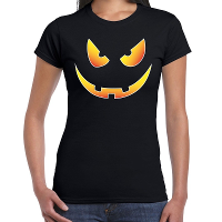 Halloween Scary face verkleed t shirt zwart voor dames