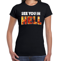 Halloween see you in hell verkleed t shirt zwart voor dames