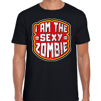 Halloween sexy zombie verkleed t shirt zwart voor heren