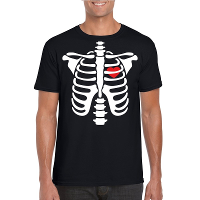 Halloween skelet verkleedkleding t shirt   zwart   heren   korte mouwen   katoen