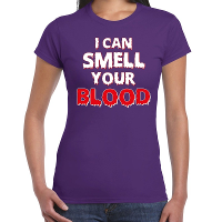 Halloween smell your blood verkleed t shirt paars voor dames