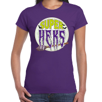 Halloween Super heks   verkleed t shirt   paars   voor dames   korte mouwen