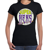 Halloween Super heks verkleed t shirt zwart voor dames
