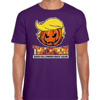 Halloween   Trumpkin make Halloween great again t shirt paars voor heren