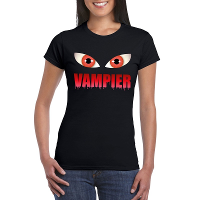 Halloween vampier ogen t shirt zwart dames