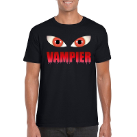Halloween vampier ogen t shirt zwart heren