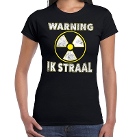 Halloween warning ik straal verkleed t shirt zwart voor dames