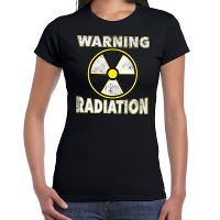 Halloween warning radiation verkleed t shirt zwart voor dames
