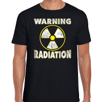 Halloween warning radiation verkleed t shirt zwart voor heren