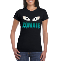 Halloween zombie ogen t shirt zwart dames