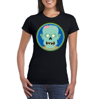Halloween zombie t shirt zwart dames
