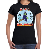 Happy Halloween heks verkleed t shirt zwart voor dames