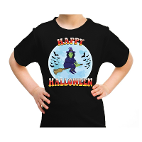 Happy Halloween heks verkleed t shirt zwart voor kinderen
