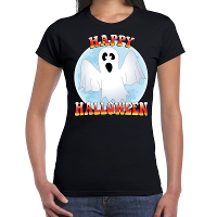 Happy Halloween spook verkleed t shirt zwart voor dames