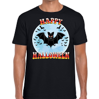 Happy Halloween vleermuis verkleed t shirt zwart voor heren