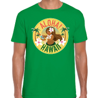Hawaii feest t shirt   Aloha   voor heren   groen   Carnaval party verkleedkleding   Hawaiishirts