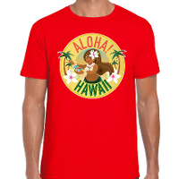 Hawaii feest t shirt   Aloha   voor heren   rood   Carnaval party verkleedkleding   Hawaiishirts