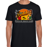 Hawaii feest t shirt / shirt Aloha chickies beach club zwart voor heren