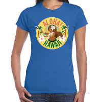 Hawaii feest t shirt / shirt Aloha Hawaii blauw voor dames