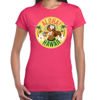 Hawaii feest t shirt / shirt Aloha Hawaii roze voor dames