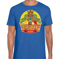 Hawaii party feestkleding t shirt   tiki bar Aloha   voor heren   blauw   verkleedkleding
