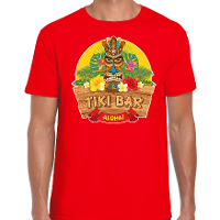 Hawaii party feestkleding t shirt   tiki bar Aloha   voor heren   rood   verkleedkleding